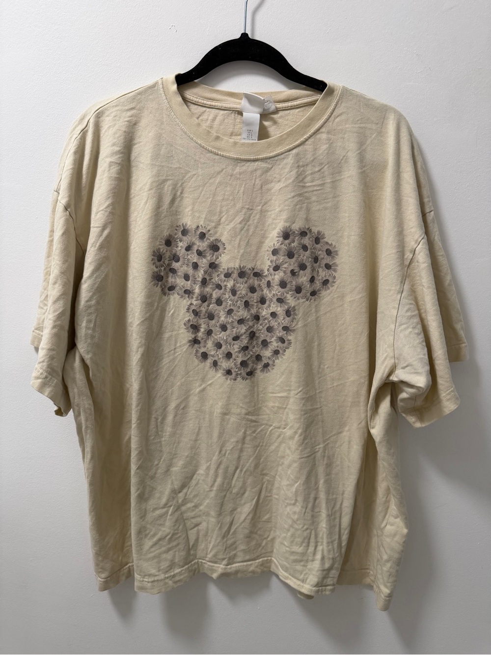Disney Cream Short-Sleeve Tee with Floral Mickey Graphic